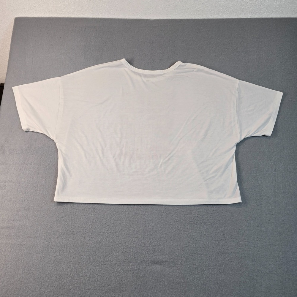 Old Navy Cotton Choose Happy Graphic Crop Top Womens Medium White Short Sleeve - Picture 5 of 7